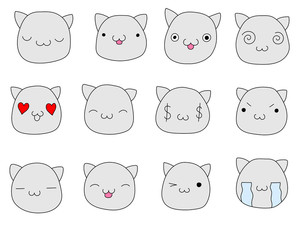 set of cats of emotions