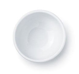 Top view of white empty ceramic dip bowl