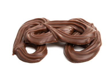 chocolate pretzels isolated