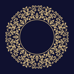 Decorative frame Elegant vector element for design in Eastern style, place for text. Floral golden border. Lace illustration for invitations and greeting cards.
