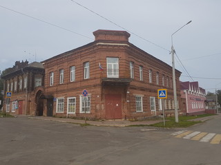 Myshkin Chamber in the town of Myshkin in winter in the morning light.