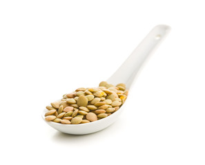 Uncooked dried lentil.