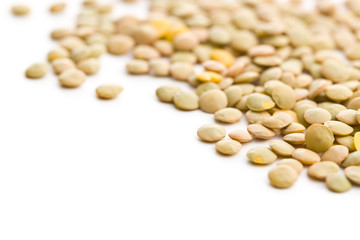 Uncooked dried lentil.