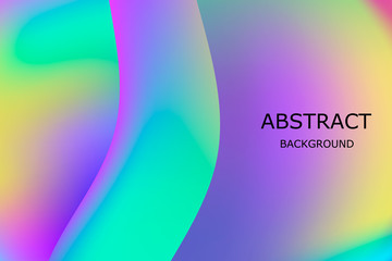 Liquid fluid. Holographic 3d backdrop with modern trendy blend. Rainbow report, cover design. Vivid gradient mesh. Liquid fluid background with dynamic elements and shapes.