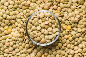 Uncooked dried lentil.