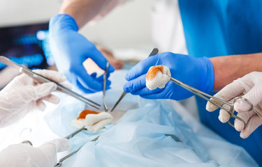 Close up detail of a surgery.