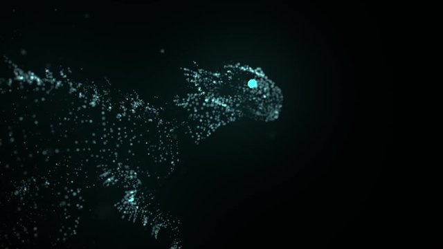 T-rex particle animation hologram motion dinosaur