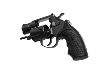 Gun pistol revolver isolated on white back