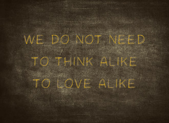 Think same together love forever always typography