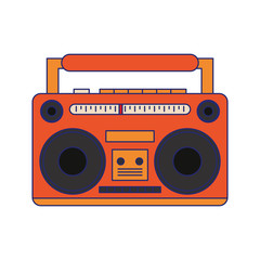 Retro radio stereo device blue lines