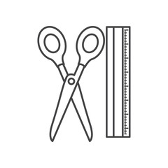ruler and scissors tool isolated icon