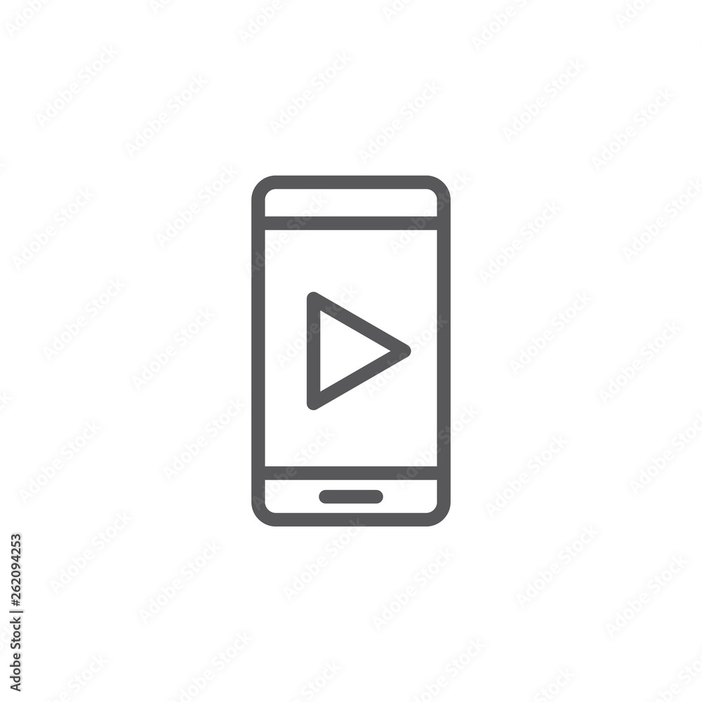 Aufkleber mobile, video, play vector icon. element of phone for mobile concept and web apps illustration. thin