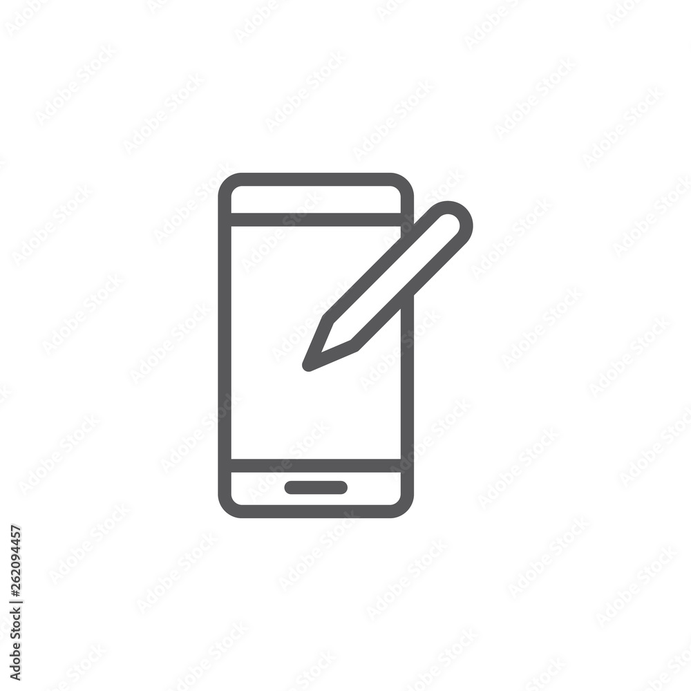 Poster mobile, note, pen vector icon. element of phone for mobile concept and web apps illustration. thin l