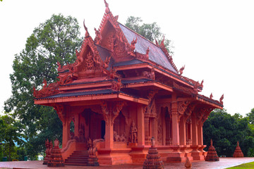 Red temple in Thailand Wat Sila Ngu Temple