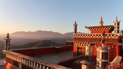 Fototapeta na wymiar Sunset in Namobuddha monastery