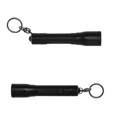 modern black metal flashlight isolated on white