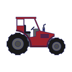 Farm tractor vehicle isolated blue lines