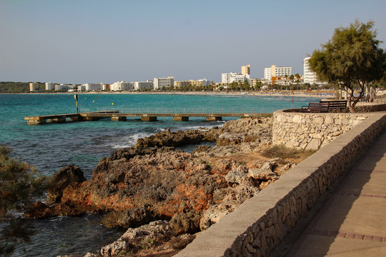 Mediterranean Sea, Spain Majorca island, seaside of Cala Millor resort