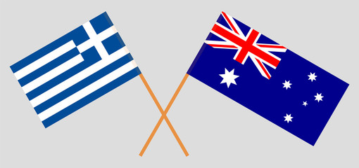 Australia and Greece. The Australian and Greek flags. Official colors. Correct proportion. Vector