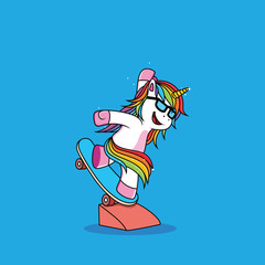 Fototapeta na wymiar skate unicorn cartoon