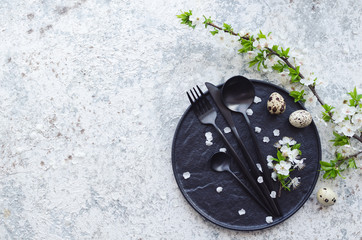 Easter tabble setting with cutlery