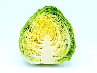 Closeup cut of young white cabbage, healthy food concept