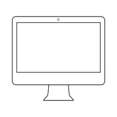  Desctop pc outline computer vector. Desctop pc screen computer outline, icon. PC desctop icon outline