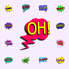 Comic speech bubble with expression text oh icon. comic icons universal set for web and mobile