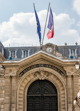 Banque de France (Bank of France) entrance at Rue de la Vrilliere in Paris