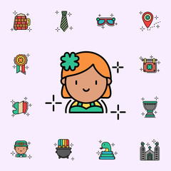 Fototapeta premium Ginger, girl icon. St.Patricks day icons universal set for web and mobile