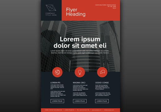 Corporate Brochure Flyer Layout with Red Accents