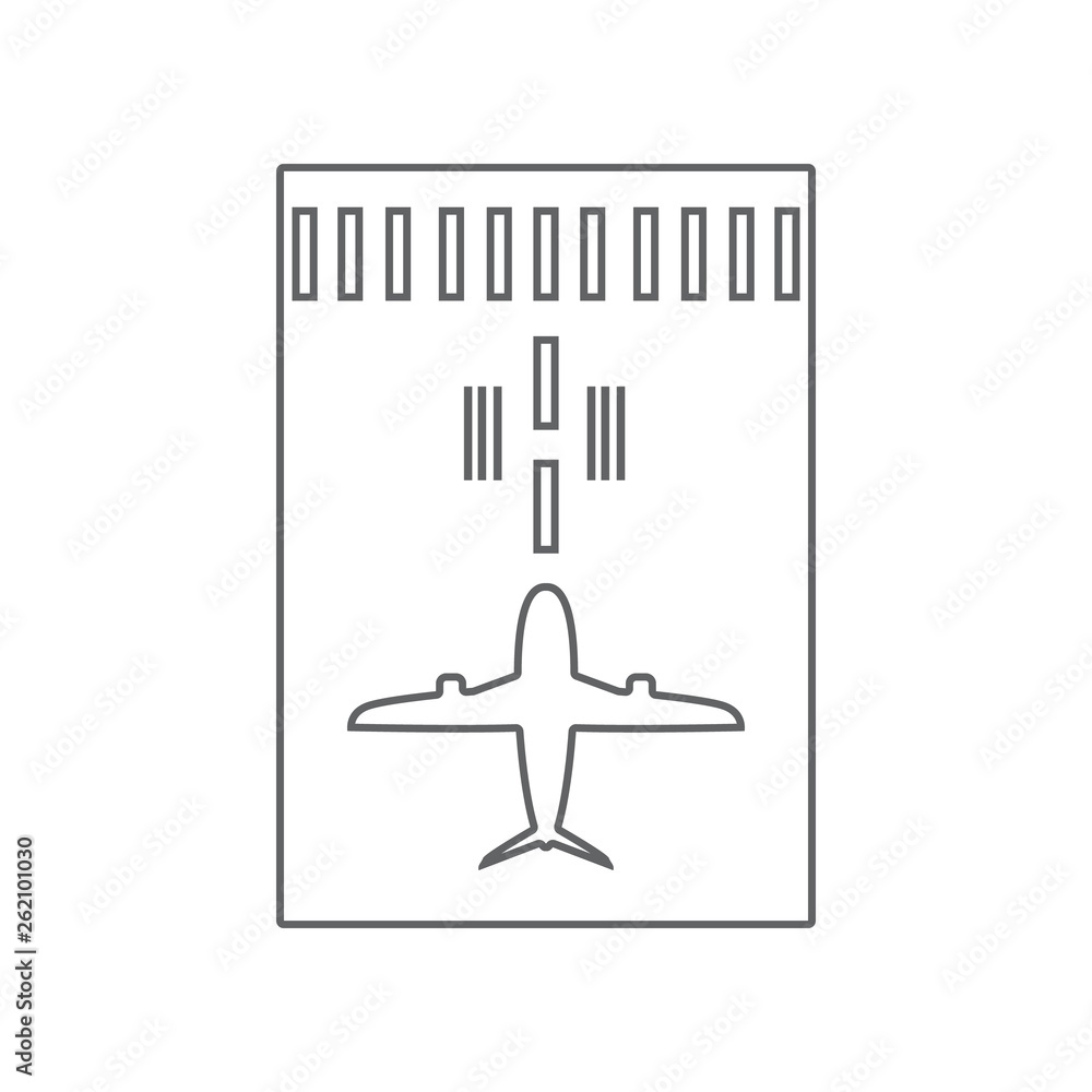 Poster airplane on runway icon. element of airport for mobile concept and web apps icon. outline, thin line