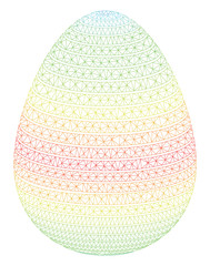 Mesh abstract egg spectrum stripes polygonal icon illustration. Abstract mesh lines and dots form triangular abstract egg spectrum stripes.