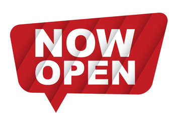 red vector banner now open