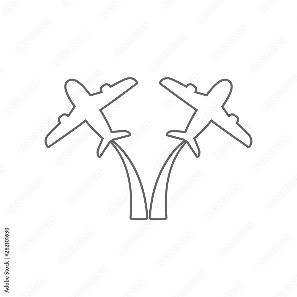 Poster flying up airplane icon. element of airport for mobile concept and web apps icon. outline, thin line