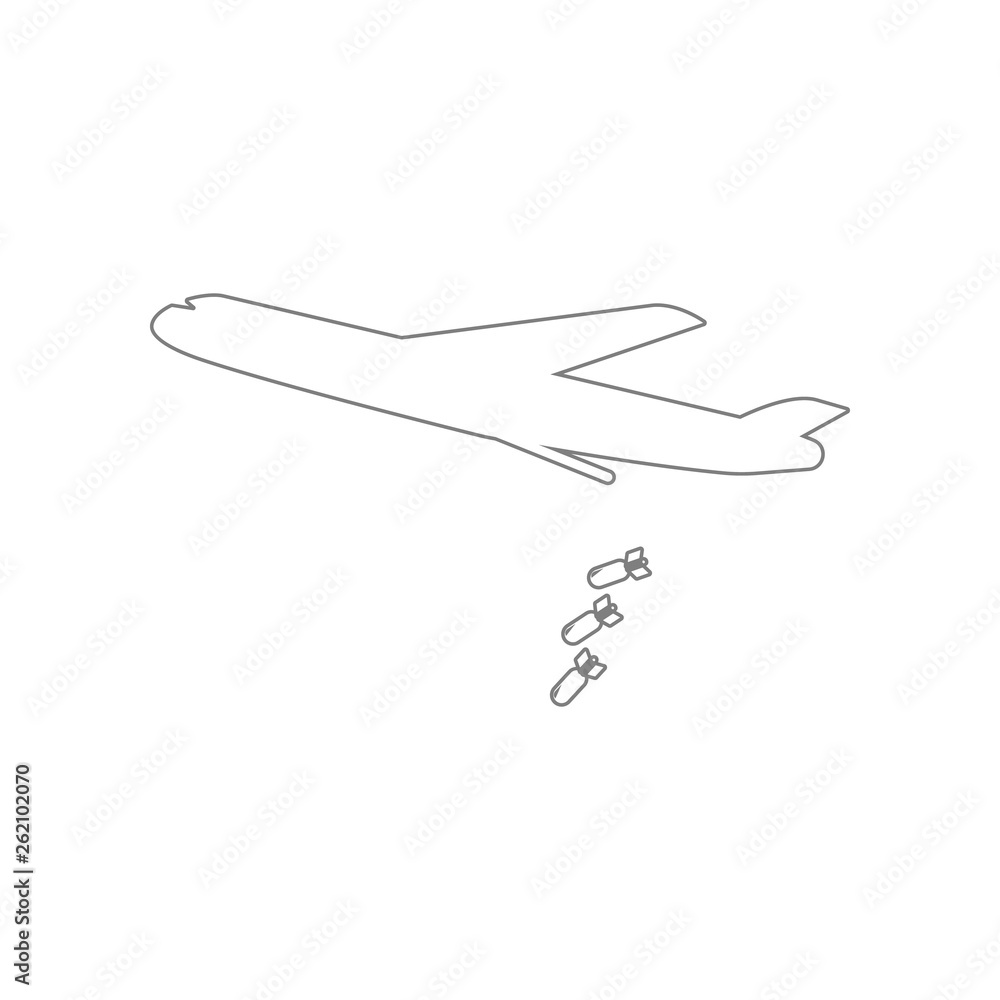 Poster heavy bomber with bombs icon. element of army for mobile concept and web apps icon. outline, thin li