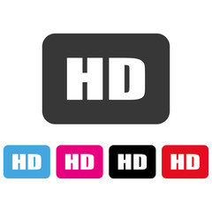 HD icon in square, vector. Hd quality sign.