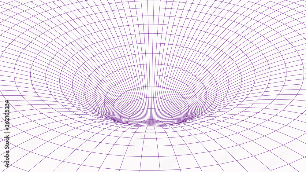 Poster Abstract tunnel. Vector wormhole. 3D corridor mesh.
