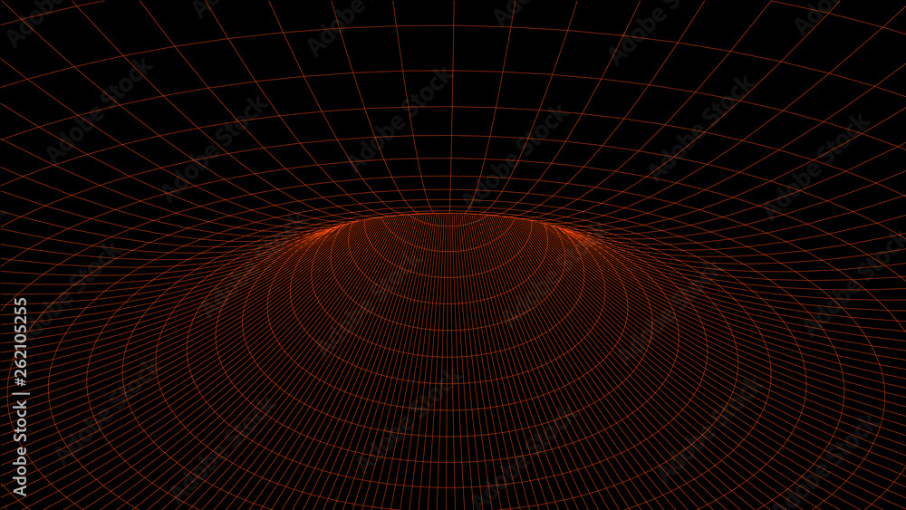 Poster Abstract tunnel. Vector wormhole. 3D corridor mesh.
