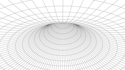 Abstract tunnel. Vector wormhole. 3D corridor mesh.
