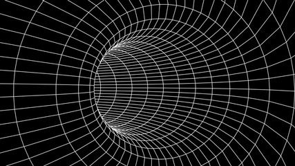 Abstract tunnel. Vector wormhole. 3D corridor mesh.