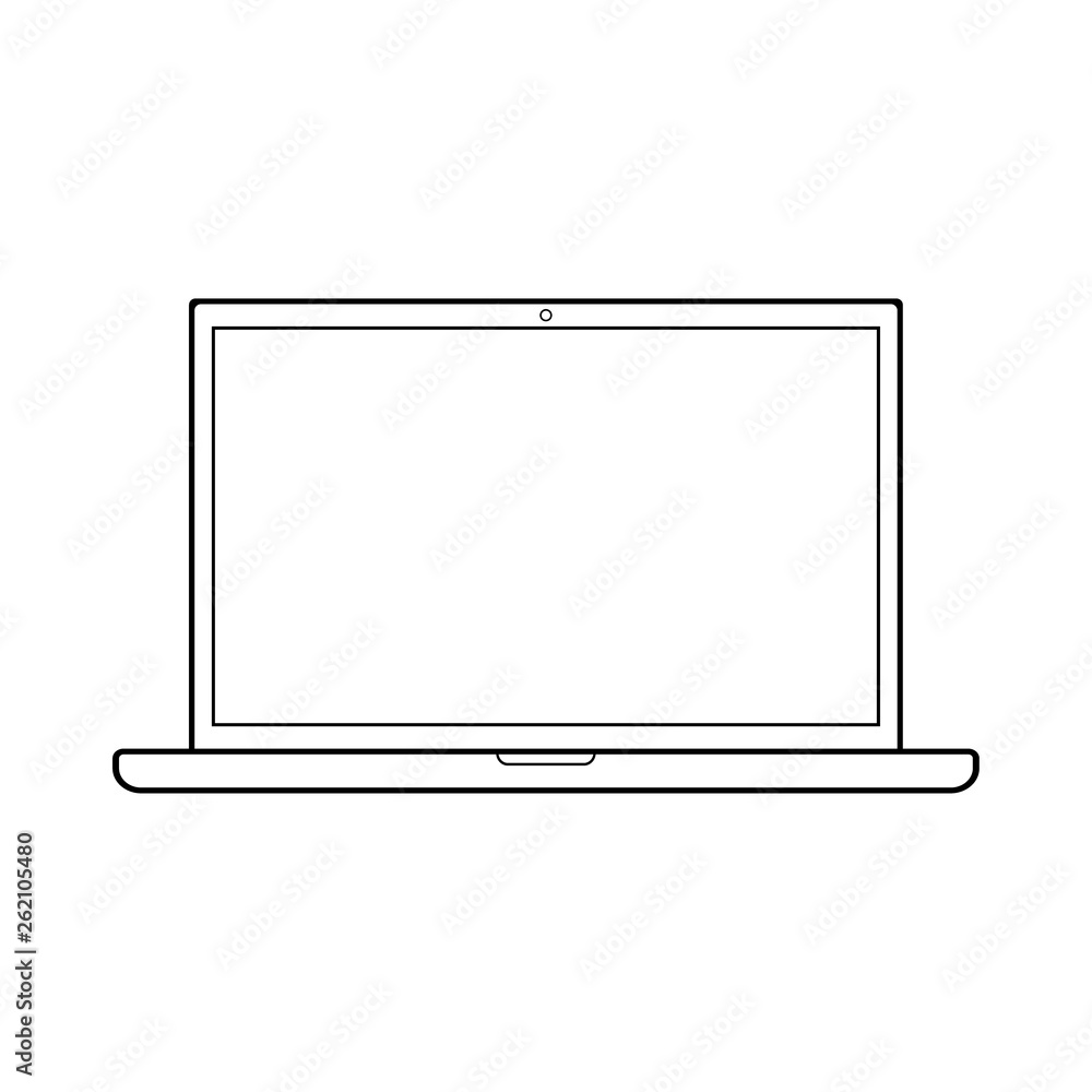 Poster outline black color opened laptop with empty screen. laptop outline vector eps10 on white background