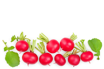 fresh whole radish isolated on white background with copy space for your text. Top view