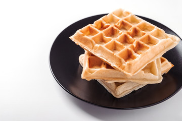 Freshly prepared belgian waffles