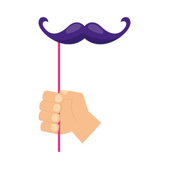 hand with mustache in stick