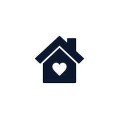 Home love heart icon, house withing heart shape, flat design vector