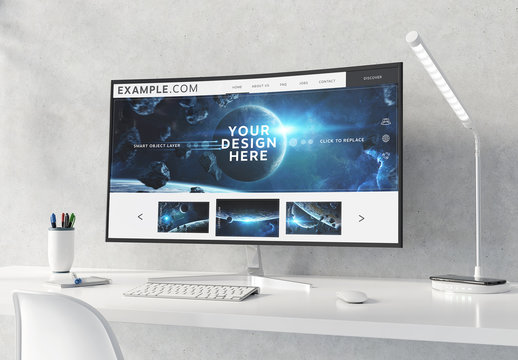 Curved Monitor with User Interface Mockup