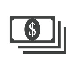 Money banknotes with dollar sign on it, vector.  Cash dollar money icon. 