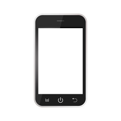 Black Realistic mobile phone with blank screen isolated on white background. Black Smartphone with white screen vector eps10.