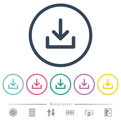 Download symbol flat color icons in round outlines
